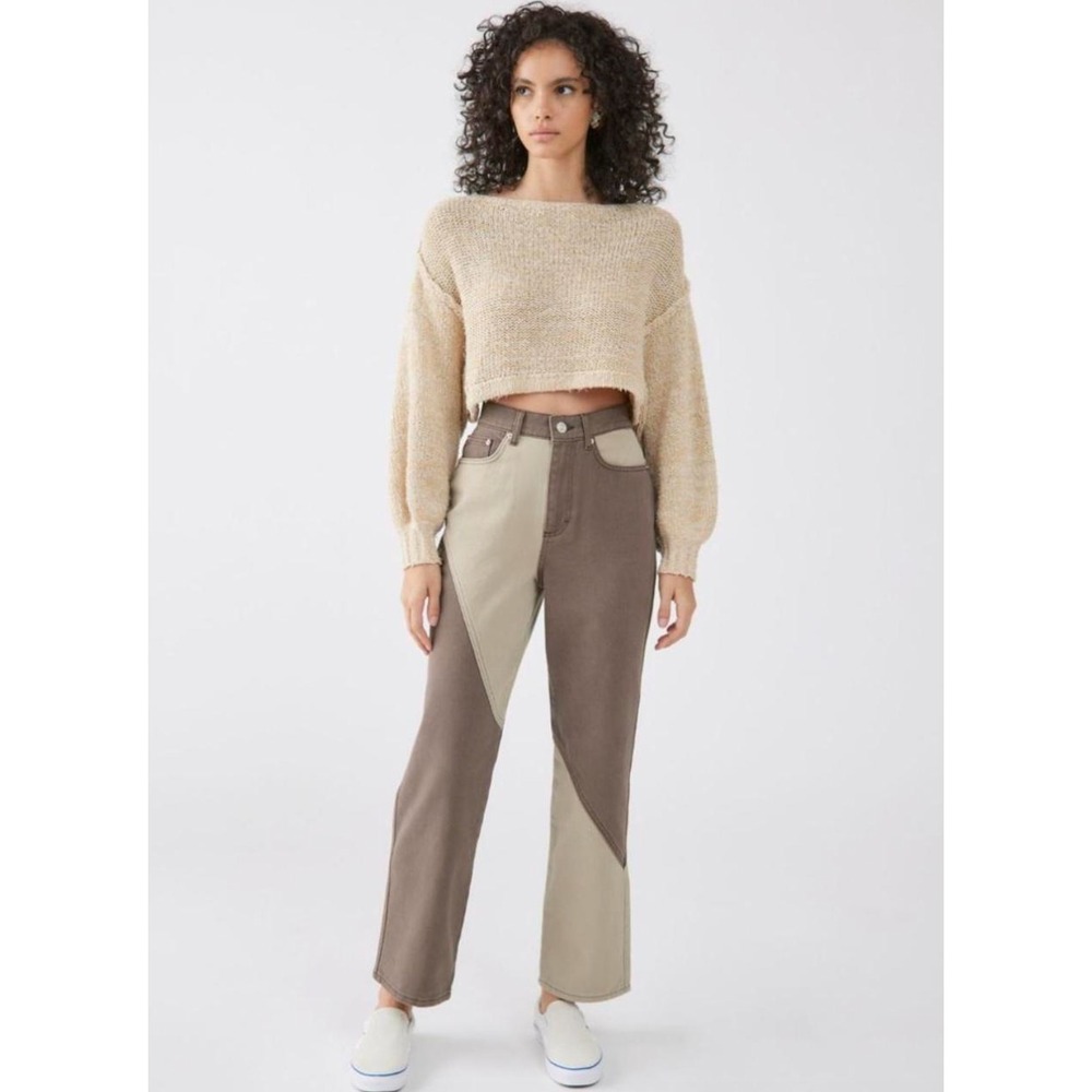 BDG Urban Outfitters Cowboy Jeans Colorblock Brown High Rise Straight Size 27